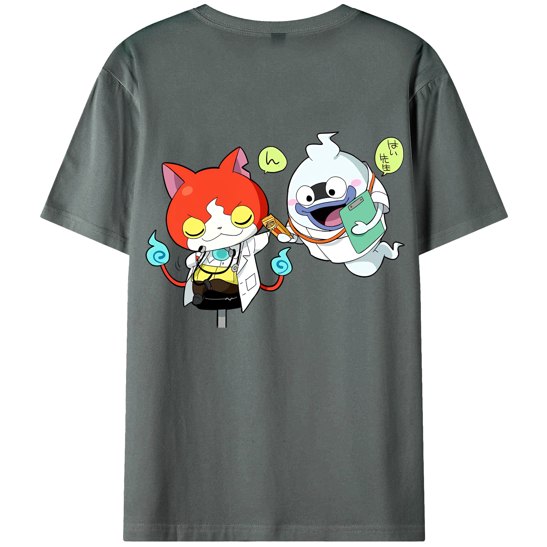 （画像用） 妖怪ウォッチ Yo-kai Watch 綿100％ メンズ半袖Tシャツ（バックプリント） 通気性